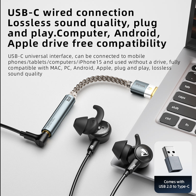 PIVA BA30 Hi-Res USB-C DAC & Headphone Amplifier – 3.5mm