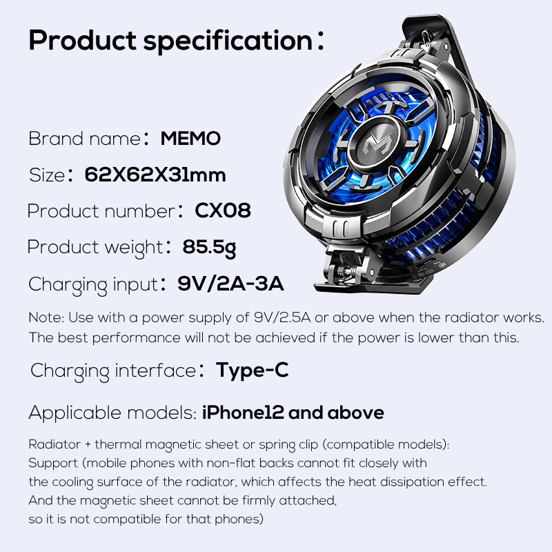 MEMO CX08 Wireless Charging Phone Cooler