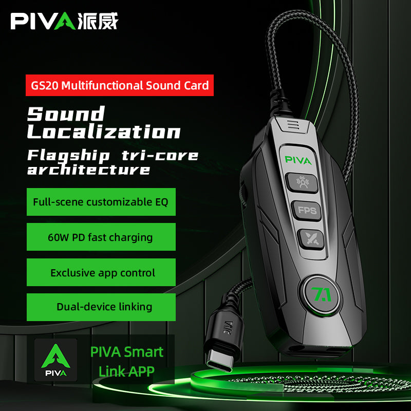 PIVA GS20 7.1 Gaming Sound Card with PD 60W Type-C