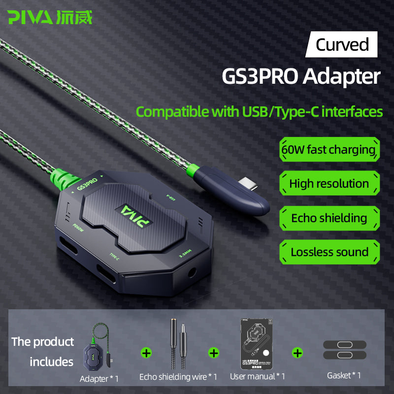 PIVA GS3 Pro USB-C Audio Adapter with 60W PD