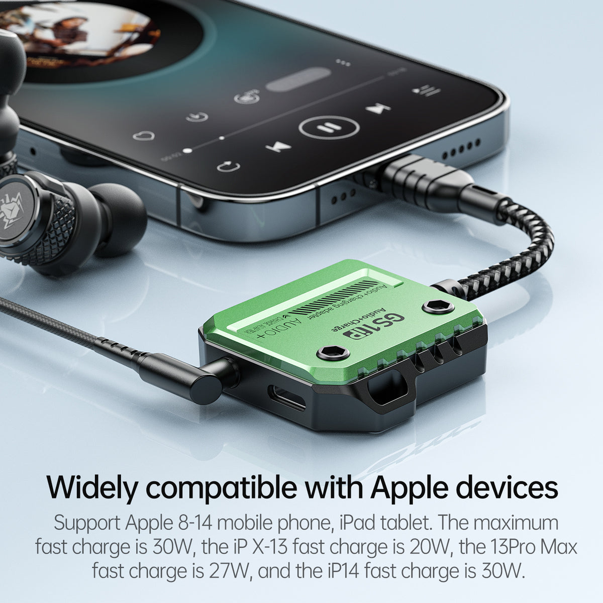 Plextone GS1IP 30W Lightning Audio & Charging Adapter – 3.5mm