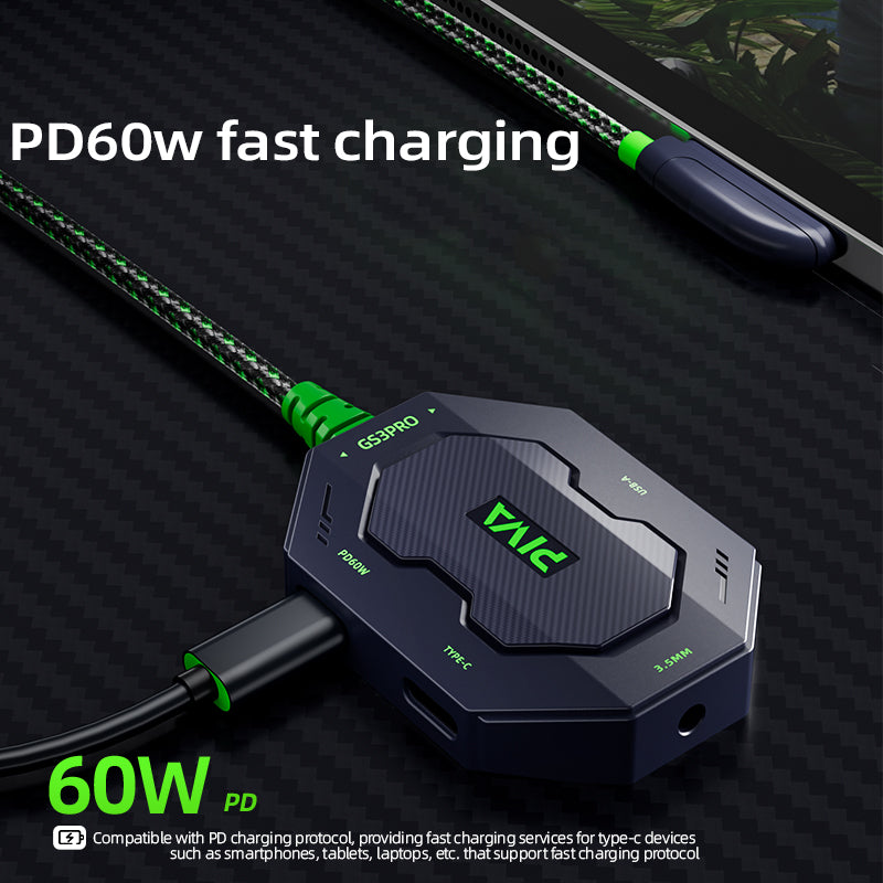 PIVA GS3 Pro USB-C Audio Adapter with 60W PD